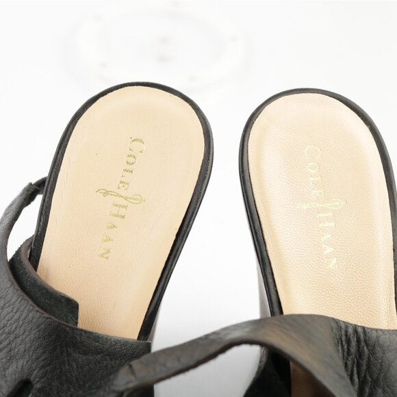 Cole Haan Womens Haven Sandals Size 8 Black Leather Gladiator Lace Up Wedge Heel - Picture 8 of 13